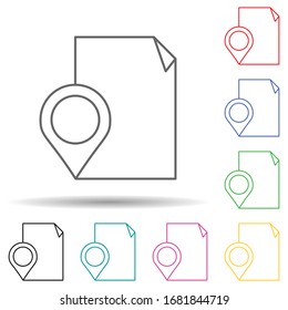 Pin and sheet of paper multi color set icon. Simple thin line, outline vector of navigation icons for ui and ux, website or mobile application