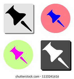 pin. simple flat vector icon illustration on four different color backgrounds