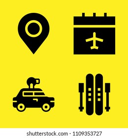 pin, ski, calendar and car vector icon set. Sample icons set for web and graphic design