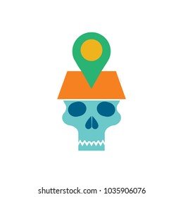 Pin Skull Logo Icon Design