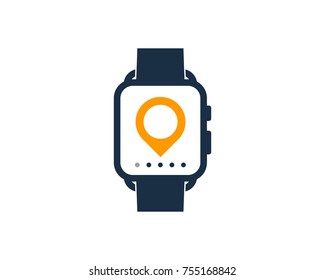 Pin Smart Watch Icon Logo Design Element