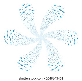 Pin spiral fireworks. Object centrifugal explosion created from random pin items. Vector illustration style is flat iconic symbols.
