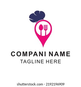 pin and spoon shaped restaurant search simple logo
