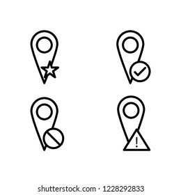 pin, star, check, delete, exclamation sign icons. Element of outline button icons. Thin line icon for website design and development, app development