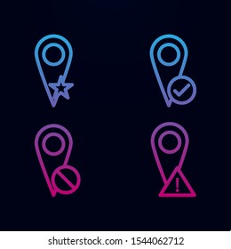 Pin, star, check, delete, exclamation sign nolan icon. Simple thin line, outline vector of web icons for ui and ux, website or mobile application