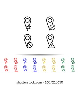 pin, star, check, delete, exclamation sign multi color style icon. Simple thin line, outline vector of web icons for ui and ux, website or mobile application
