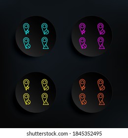 Pin, star, check, delete, exclamation sign dark badge color set icon. Simple thin line, outline vector of web icons for ui and ux, website or mobile application