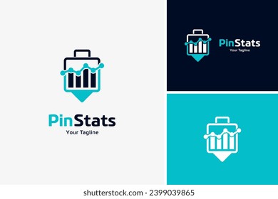 Pin stat logo, data logo design vector, business logo design template