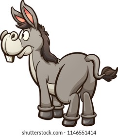 Pin the tail on the donkey. Vector clip art illustration with simple gradients. Donkey and tail on separate layers. 
