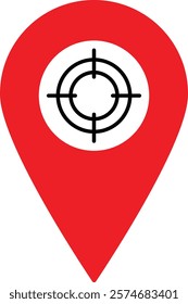 Pin and target icon isolated on white background . Geo targeting icon . Vector illustration