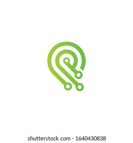 pin technology letter P logo vector