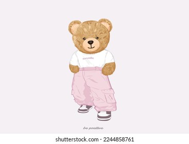 pin teddy bear vector hand drawn design