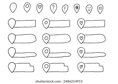 Pin text tag icons set. Destination symbol position marker in vector