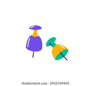 Pin thumbtack vector illustration. Pushpin isolated on white background.