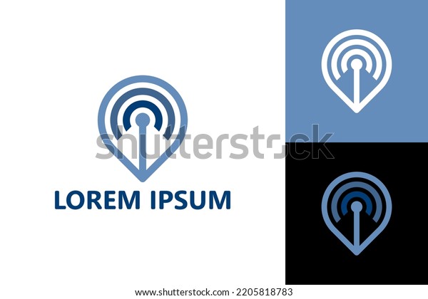 Pin Tower Signal Logo Template Design Stock Vector (Royalty Free ...