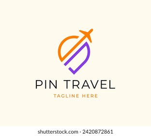 Pin travel location destination vacation logo