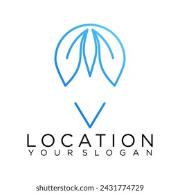 diseño de concepto de ilustración abstracta de logotipo de ubicación de árbol de alfileres