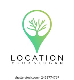 pin tree location logo abstract illustration concept design