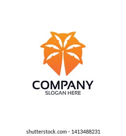 Pin With Tree Palm Logo