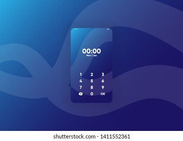 Pin Unlock System Smartphone Security Mobile User Interface User Experience UI Template Vector Illustration