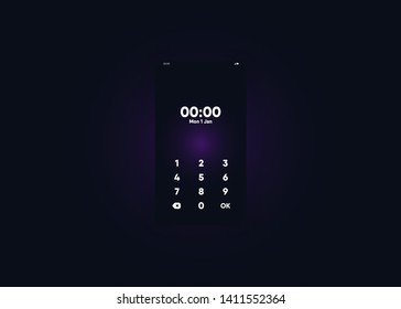Pin Unlock System Smartphone Security Mobile User Interface User Experience UI Template Vector Illustration