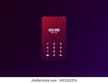 Pin Unlock System Smartphone Security Mobile User Interface User Experience UI Template Vector Illustration