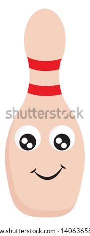 It a pin used in bowling game and generally there are ten pins used in the game., vector, color drawing or illustration. 