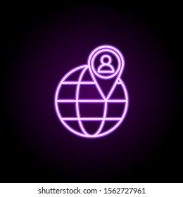pin user geolocation neon icon. Simple thin line, outline vector of logistics icons for ui and ux, website or mobile application