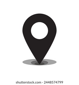 Pin vector icon. Black color. Flat design