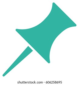 Pin vector icon. Flat cyan symbol. Pictogram is isolated on a white background. Designed for web and software interfaces.