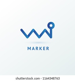 Pin vector icon. Vector flat style illustration location marker logotype design. Target logo template. Logo concept of navigator, guide, network , booking hotel, Rent a Car, travel application.