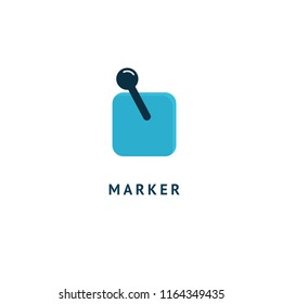 Pin vector icon. Vector flat style illustration location marker logotype design. Target logo template. Logo concept of navigator, guide, network , booking hotel, Rent a Car, travel application.