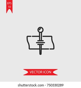 Pin vector icon, illustration symbol