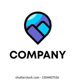 Pin vector icon. Location pin logo sign template
