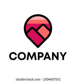 Pin vector icon. Location pin logo sign template