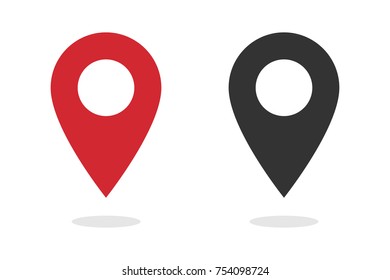 Pin - Vector icon location pin. Map pin icon red and black color