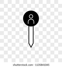 Pin vector icon on transparent background, Pin icon