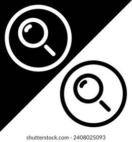 Pin Vector icon, Outline style, isolated on Black and White Background.