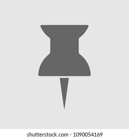 Pin vector icon. Thumbtack simple isolated pictogram.