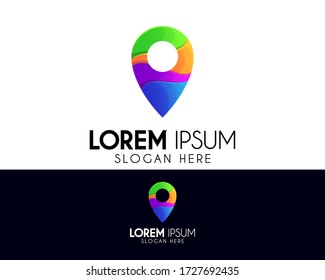 Plantilla de diseño de logotipo vectorial Pin. Icono colorido / concepto de símbolo. Logo moderno para identidad empresarial o de empresa. Elemento de formas creativas