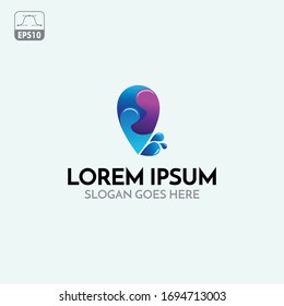 pin water logo design - vector