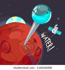pin for water on Mars - vector illustration