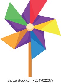 Icono de color de la rueda de pin. Juguete del viento de la historieta