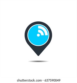 Pin wi-fi logo vector icon