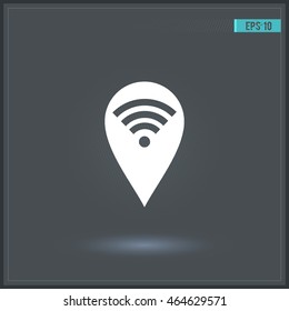 Pin with wireless. Vector icon.