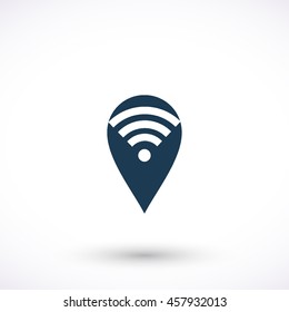 Pin with wireless vector icon. Graphic symbol for web design, logo. Isolated sign on a white background.