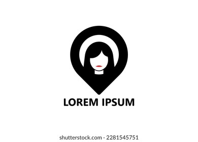 Pin woman logo template design vector