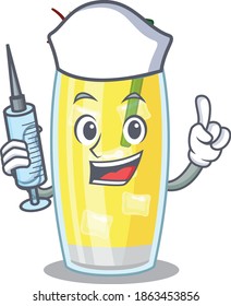 Pina colada cocktail humble nurse mascot design with a syringe