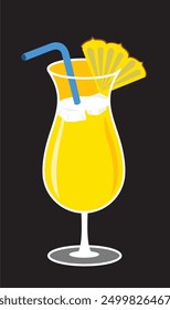 Pina Colada cocktail illustration - full color