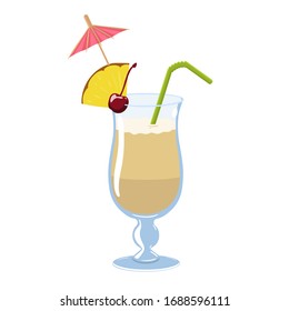 Pina colada cocktail isolate on a white background. Vector graphics.